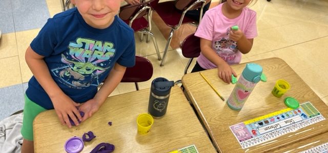 Children creating artwork