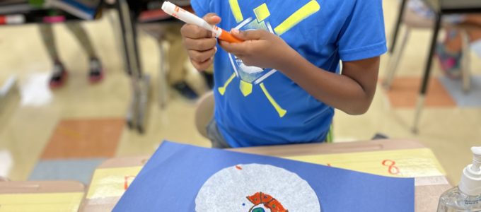 Student doing craft