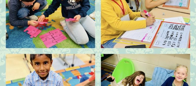 Students reading and writing numbers