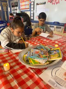 Students writing about books they read