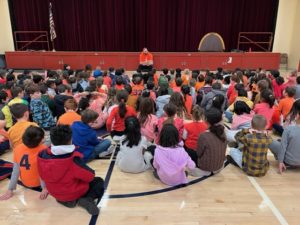 Students wearing orange