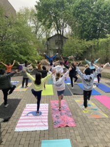 Students doing yoga