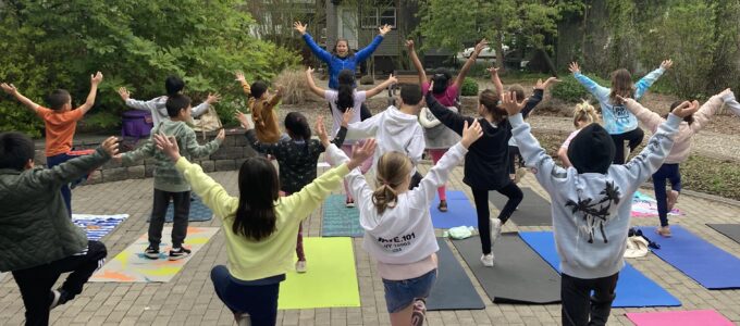 Students doing yoga