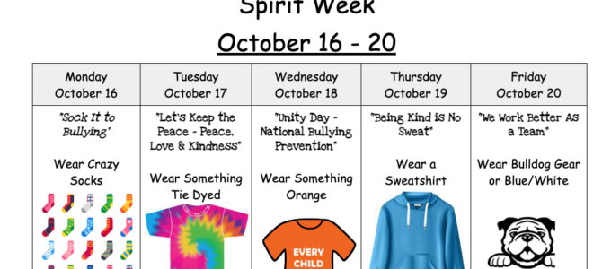 Spirt Week Calendar