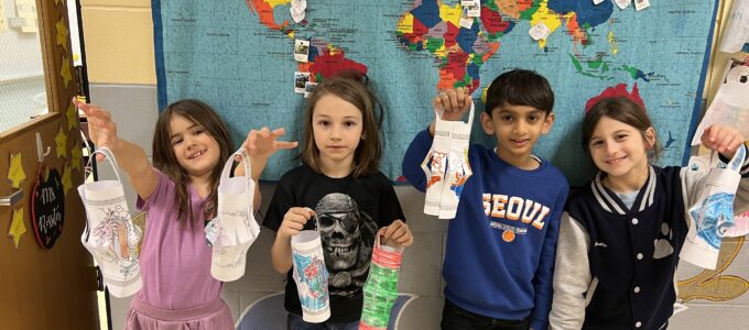 Students with lanterns