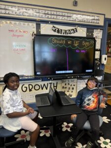 Students presenting work