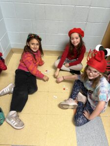 Students playing dreidel