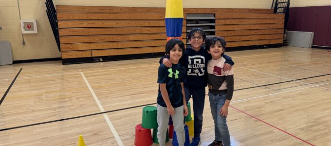 Three students in the gym
