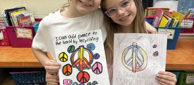 Students showing project