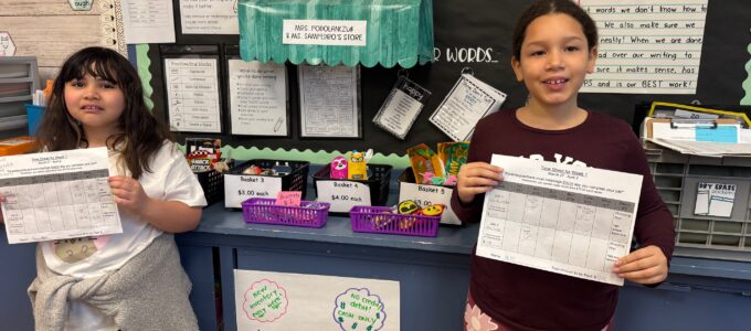 2 girls at class store