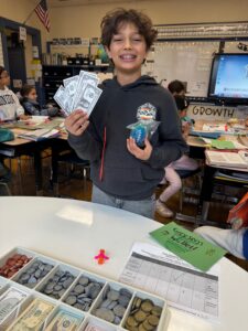 student with paper funds