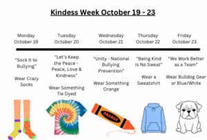 Kindness Week spirit days calendar
