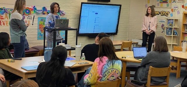 Jen Moloughney, Joan Macri and Vanessa Ratta lead a "Teacher to Teacher " mentoring session